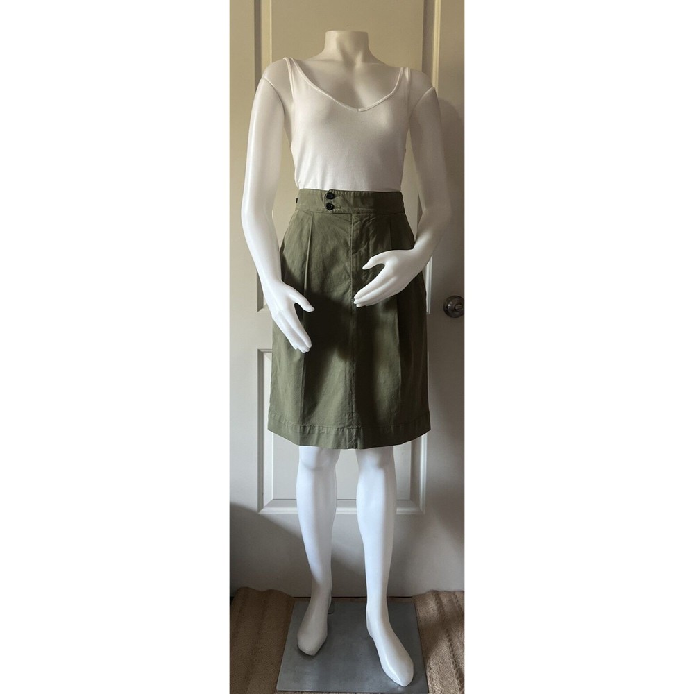 JOSEPH Dean Skirt, Cotton Chino, Olive Green, Size 38 (US 6)